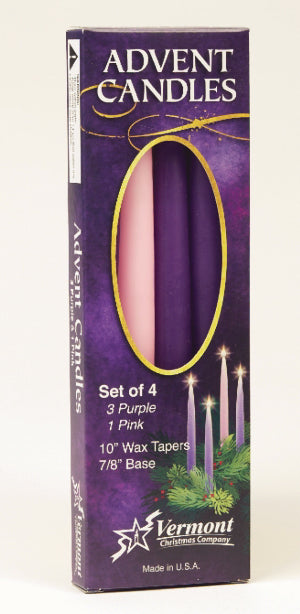 Advent Candle Set-Purple/Pink Tapers (10")