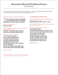 Eucharistic Prayer I The Roman Canon for Concelebration