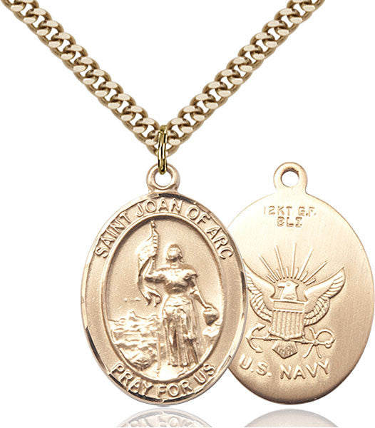 Gold Filled St. Joan Of Arc / Navy Pendant