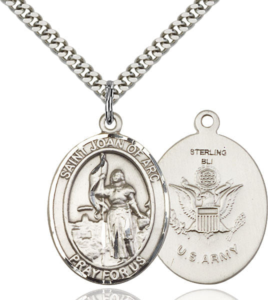Sterling Silver St. Joan of Arc / Army Pendant