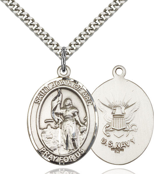 Sterling Silver St. Joan of Arc / Navy Pendant