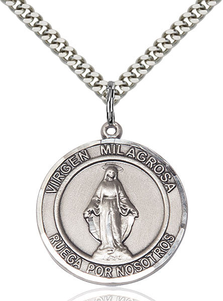 Sterling Silver Virgen Milagrosa Pendant