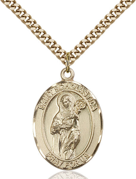 Gold Filled St. Scholastica Pendant