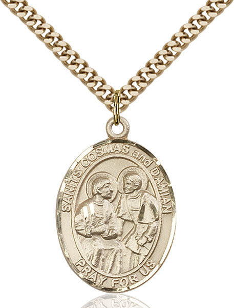 Gold Filled Sts. Cosmas & Damian Pendant
