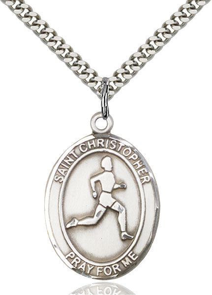 Sterling Silver St. Christopher/Track&Field Pendan