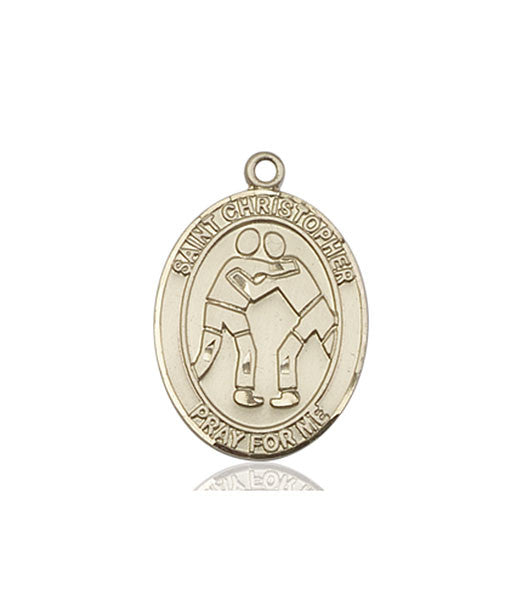 14kt Gold St. Christopher/Wrestling Medal