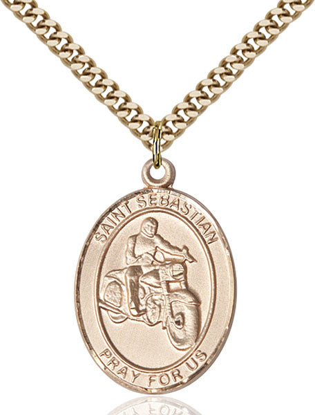 Gold Filled St. Sebastian / Motorcycle Pendant