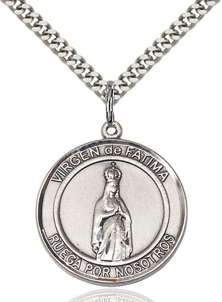 Sterling Silver Virgen de Fatima Pendant
