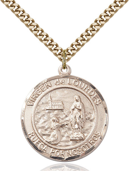 Gold Filled Virgen de Lourdes Pendant