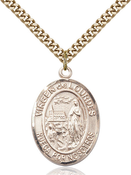 Gold Filled Virgen del Lourdes Pendant