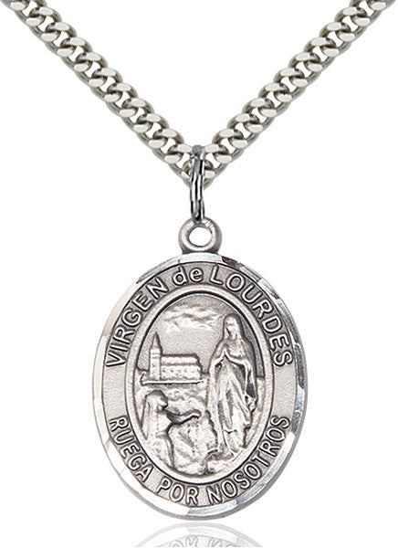 Sterling Silver Virgen del Lourdes Pendant