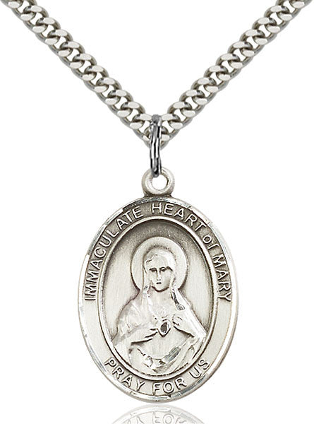 Sterling Silver Immaculate Heart of Mary Pendant