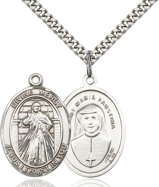 Sterling Silver Divine Mercy Pendant