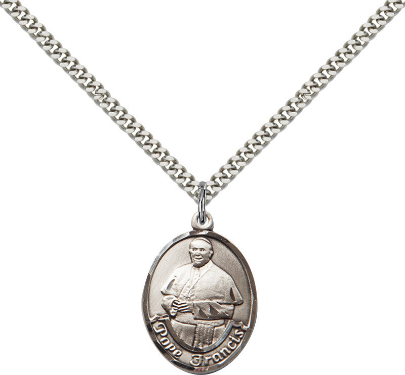 Sterling Silver Pope Francis Oval Pendant