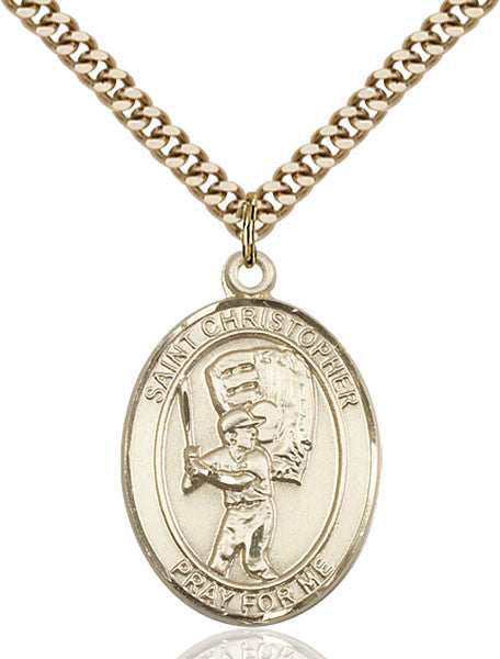Gold Filled St. Christopher/Baseball Pendant