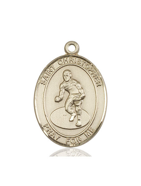 14kt Gold St. Christopher/Wrestling Medal
