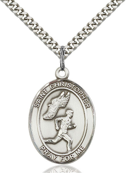 Sterling Silver St. Christopher/Track&Field Men Pe