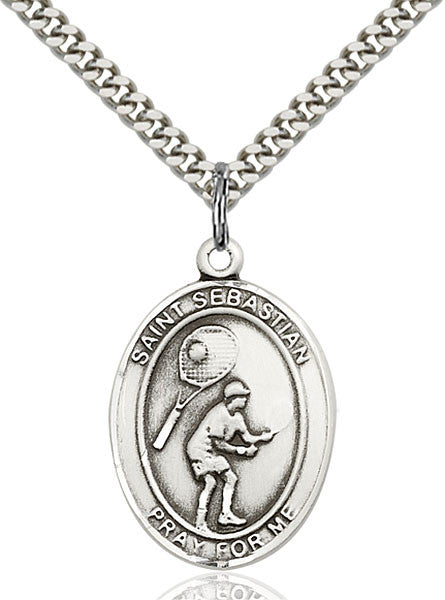 Sterling Silver St. Sebastian / Tennis Pendant