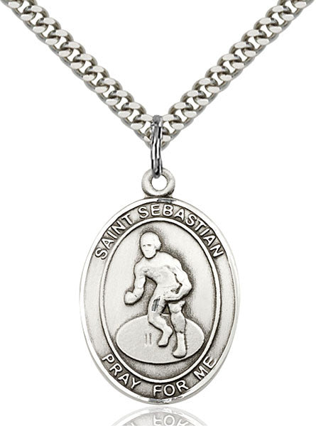 Sterling Silver St. Sebastian / Wrestling Pendant