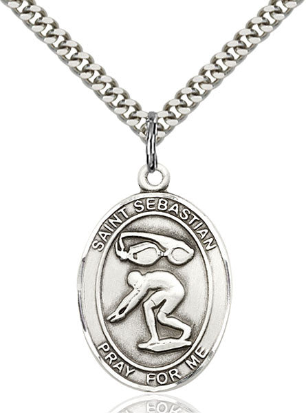 Sterling Silver St. Sebastian / Swimming Pendant