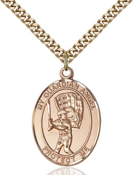 Gold Filled Guardian Angel/Baseball Pendant