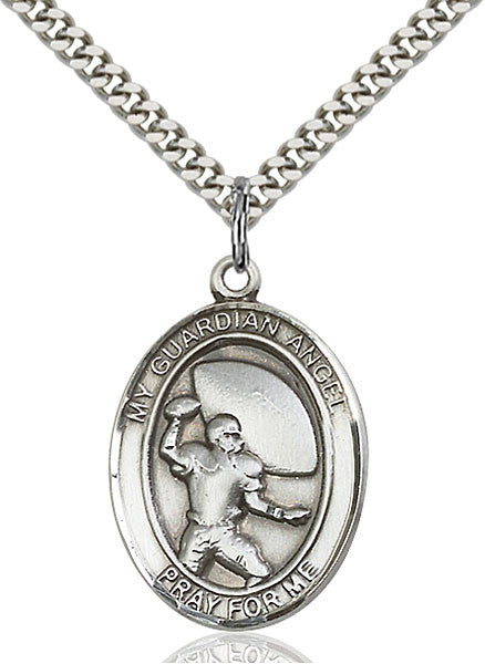 Sterling Silver Guardian Angel/Football Pendant