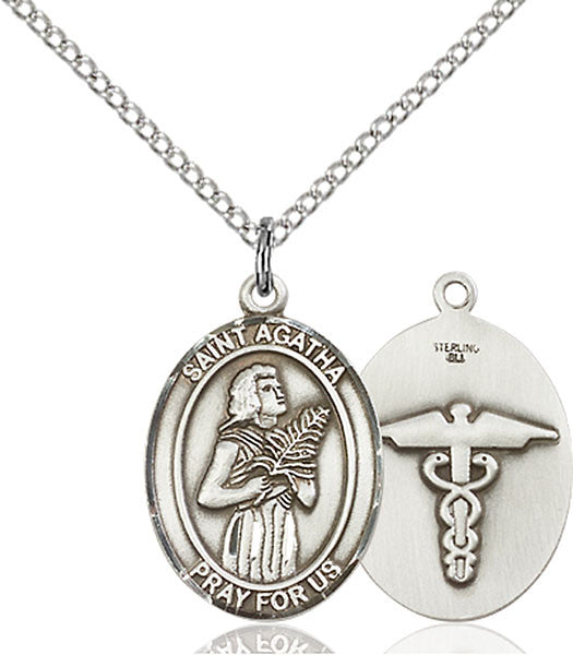 Sterling Silver St. Agatha / Nurse Pendant