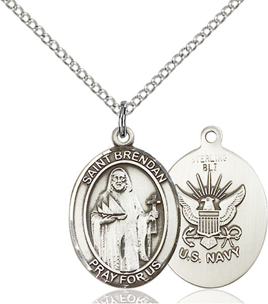 Sterling Silver St. Brendan the Navigator / Navy P