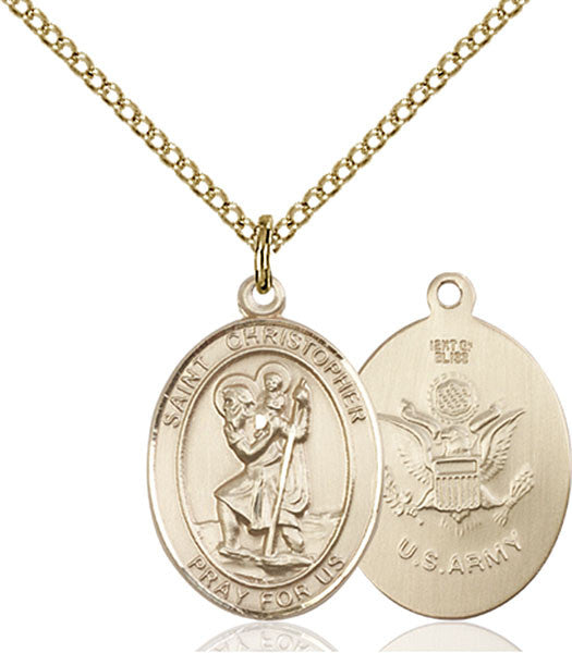 Gold Filled St. Christopher / Army Pendant