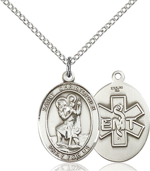 Sterling Silver St. Christopher / Emt Pendant