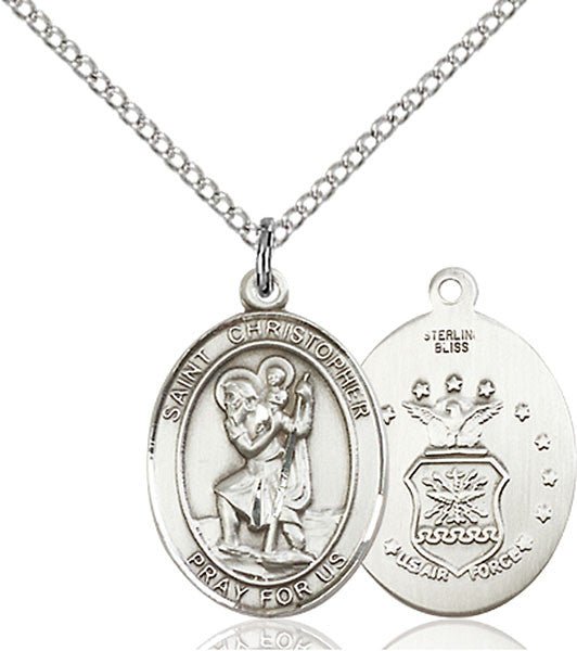 Sterling Silver St. Christopher / Air Force Pendan