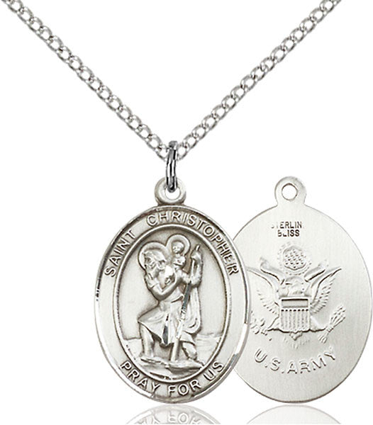 Sterling Silver St. Christopher / Army Pendant