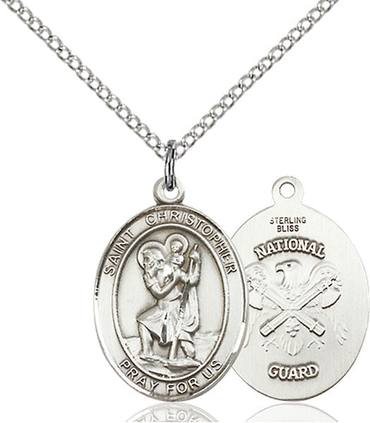 Sterling Silver St. Christopher / Nat'l Guard Pend
