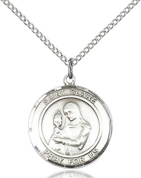 Sterling Silver St. Clare of Assisi Pendant