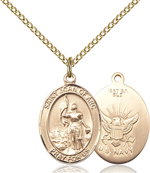 Gold Filled St. Joan Of Arc / Navy Pendant