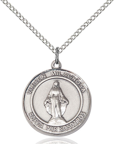 Sterling Silver Virgen Milagrosa Pendant
