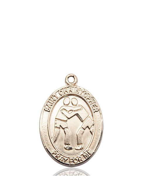 14kt Gold St. Christopher/Wrestling Medal