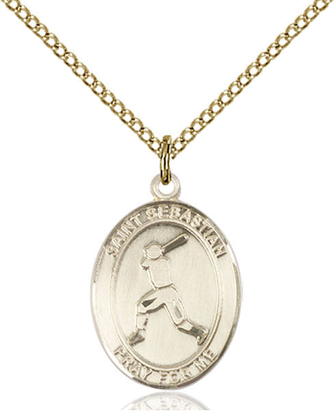 Gold Filled St. Sebastian/Baseball Pendant