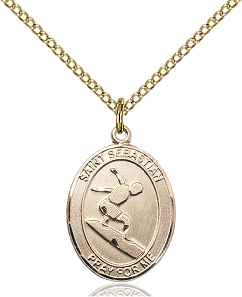 Gold Filled St. Sebastian/Surfing Pendant
