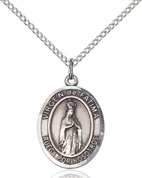 Sterling Silver Virgen del Fatima Pendant