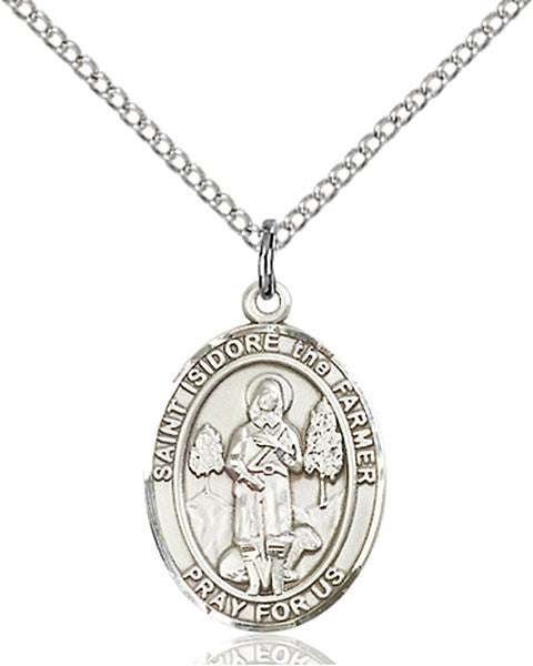 Sterling Silver St. Isidore the Farmer Pendant