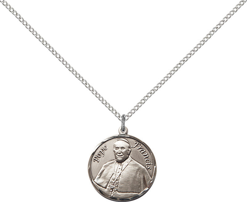 Sterling Silver Pope Francis Round Pendant