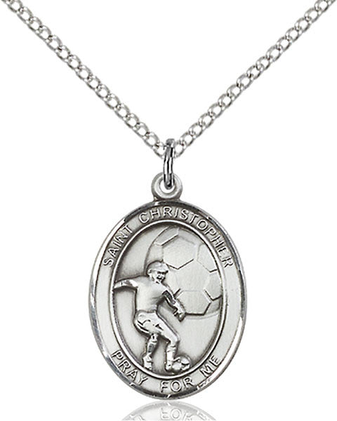 Sterling Silver St. Christopher/Soccer Pendant