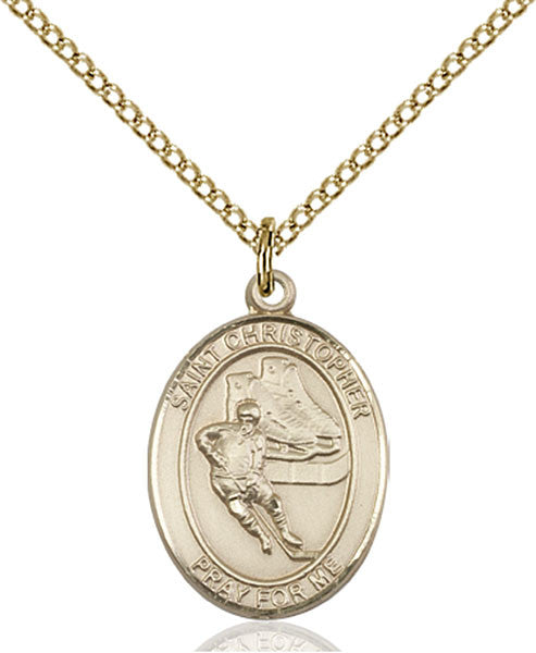 Gold Filled St. Christopher/Hockey Pendant