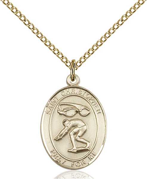 Gold Filled St. Christopher/Swimming Pendant