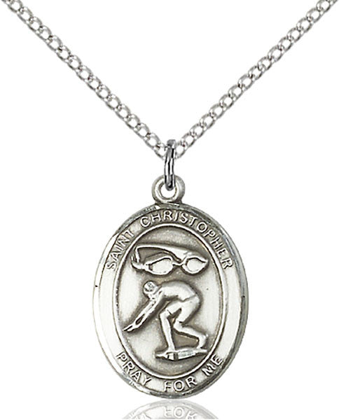 Sterling Silver St. Christopher/Swimming Pendant
