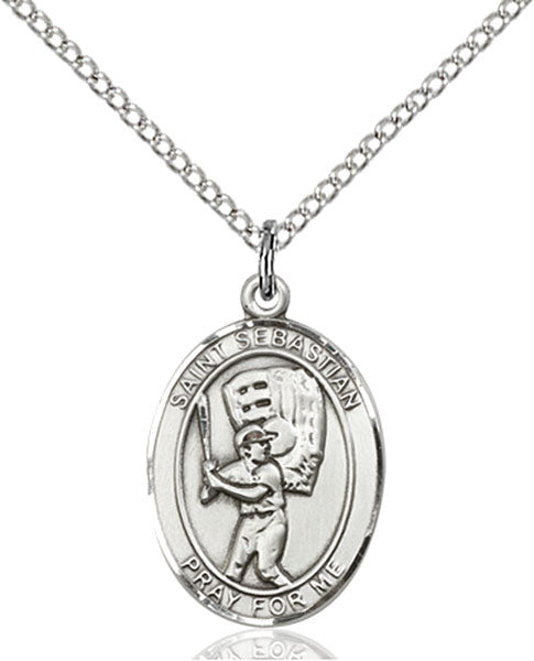 Sterling Silver St. Sebastian / Baseball Pendant