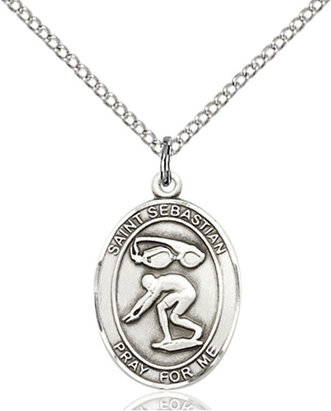Sterling Silver St. Sebastian / Swimming Pendant