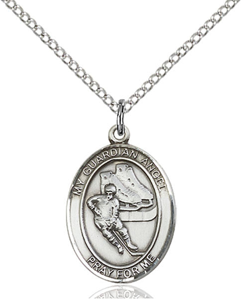 Sterling Silver Guardian Angel/Hockey Pendant