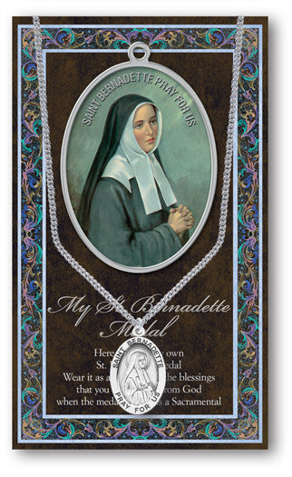 St. Bernadette Necklace & Chain with Picture Folder